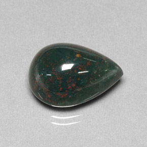 Pierre de sang Vert Tacheté naturelle En forme de poire, 8.95 ct, Opaque