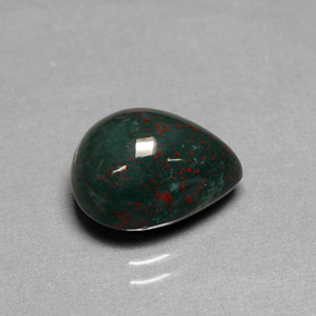 Pierre de sang Vert Tacheté naturelle En forme de poire, 4.53 ct, Opaque