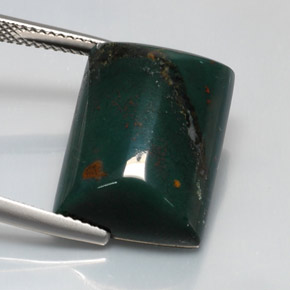 Héliotrope vert naturelle baguette, 17,26 ct, opaque