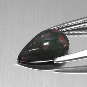 Pierre de sang Vert Tacheté naturelle En forme de poire, 1.51 ct, Opaque