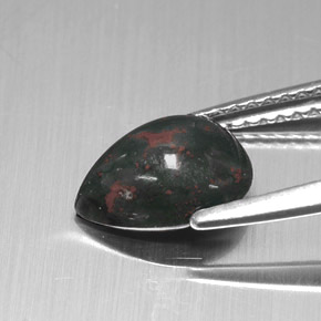 Pierre de sang Vert Tacheté naturelle En forme de poire, 1.42 ct, Opaque