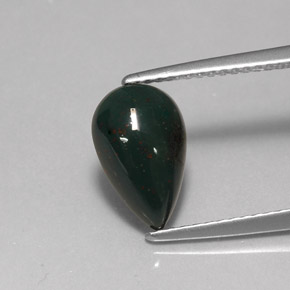Héliotrope vert naturelle en forme de poire, 1,66 ct, opaque