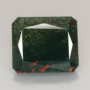 Pierre de sang Vert Tacheté naturelle Taille émeraude, 32.42 ct, Opaque