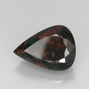 Pierre de sang Vert Tacheté naturelle En forme de poire, 15.66 ct, Opaque