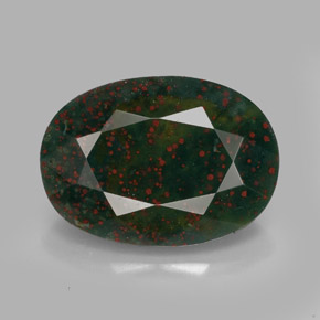 Pierre de sang Vert Tacheté naturelle Coupe ovale, 6.11 ct, Opaque