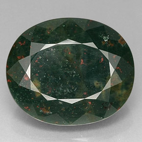 Héliotrope vert naturelle coupe ovale, 24,04 ct, opaque