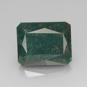 Pierre de sang Vert Tacheté naturelle Taille émeraude, 22.40 ct, Opaque