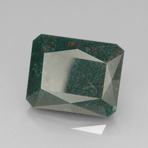 Pierre de sang Vert Tacheté naturelle Taille émeraude, 22.40 ct, Opaque