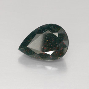 Héliotrope vert naturelle en forme de poire, 6,96 ct, opaque
