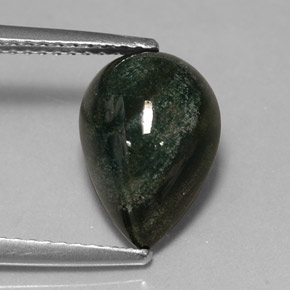Héliotrope vert naturelle en forme de poire, 2,71 ct, opaque