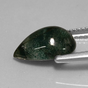 Héliotrope vert naturelle en forme de poire, 2,71 ct, opaque