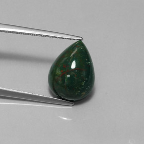 Héliotrope vert naturelle en forme de poire, 5,86 ct, opaque