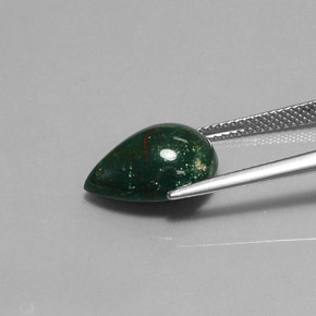 Héliotrope vert naturelle en forme de poire, 5,86 ct, opaque