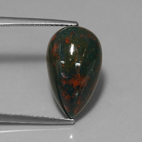Héliotrope vert naturelle en forme de poire, 5,89 ct, opaque