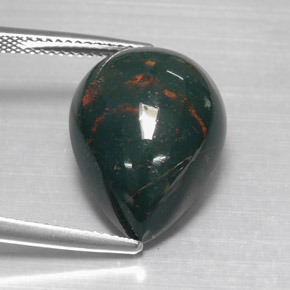 Héliotrope vert naturelle en forme de poire, 12,07 ct, opaque