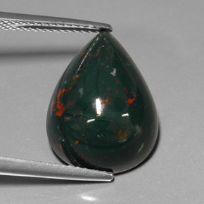 Pierre de sang Vert Tacheté naturelle En forme de poire, 10.26 ct, Opaque