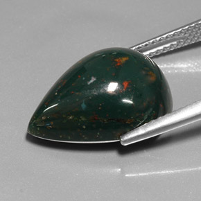 Pierre de sang Vert Tacheté naturelle En forme de poire, 10.26 ct, Opaque