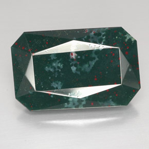 Pierre de sang Vert Tacheté naturelle Taille émeraude, 34.37 ct, Opaque