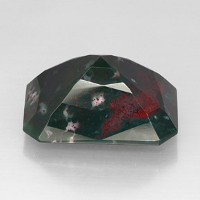 Pierre de sang Vert Tacheté naturelle Taille émeraude, 21.74 ct, Opaque