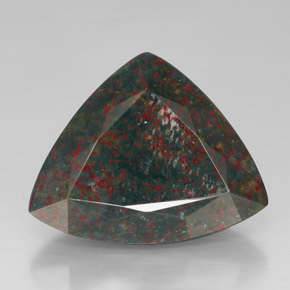 Pierre de sang Vert Tacheté naturelle Trillion, 31.69 ct, Opaque