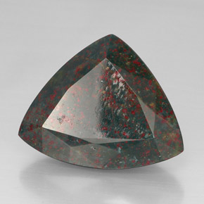 Pierre de sang Vert Tacheté naturelle Trillion, 31.69 ct, Opaque