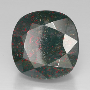 Pierre de sang Vert Tacheté naturelle Coupe coussin, 42.64 ct, Opaque