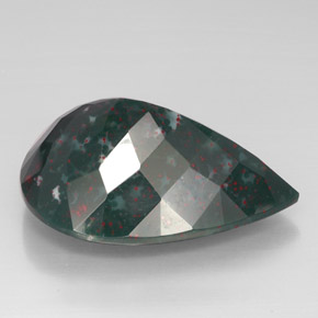 Pierre de sang Vert Tacheté naturelle En forme de poire, 52.76 ct, Opaque