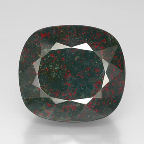 Héliotrope vert naturelle coupe coussin, 54,82 ct, opaque