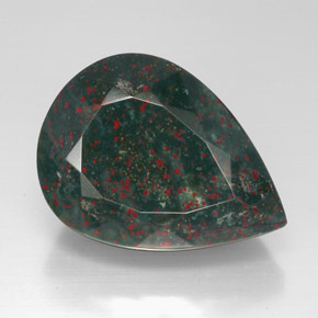 Pierre de sang Vert Tacheté naturelle En forme de poire, 57.45 ct, Opaque