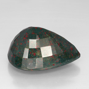 Pierre de sang Vert Tacheté naturelle En forme de poire, 57.45 ct, Opaque