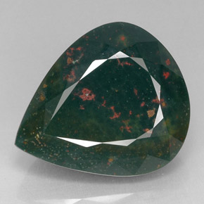 Pierre de sang Vert Tacheté naturelle En forme de poire, 29.00 ct, Opaque