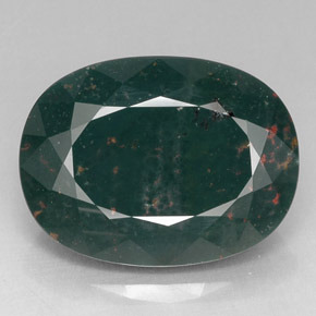 Héliotrope vert naturelle coupe ovale, 26,60 ct, opaque