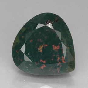 Pierre de sang Vert Tacheté naturelle En forme de poire, 12.52 ct, Opaque