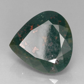 Pierre de sang Vert Tacheté naturelle En forme de poire, 12.52 ct, Opaque
