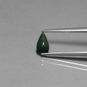 Pierre de sang Vert Tacheté naturelle En forme de poire, 0.61 ct, Opaque