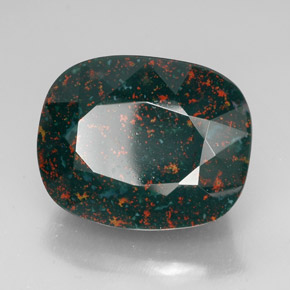 Héliotrope vert naturelle coupe coussin, 58,62 ct, opaque