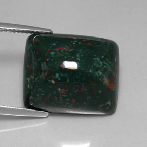 Pierre de sang Vert Tacheté naturelle Baquette, 20.83 ct, Opaque