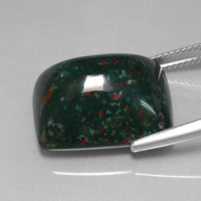 Pierre de sang Vert Tacheté naturelle Baquette, 20.83 ct, Opaque