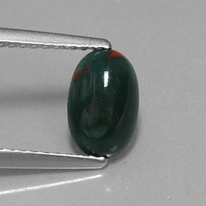 Pierre de sang Vert Tacheté naturelle Coupe ovale, 0.92 ct, Opaque