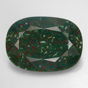 Pierre de sang Vert Tacheté naturelle Coupe coussin, 16.13 ct, Opaque