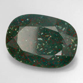 Pierre de sang Vert Tacheté naturelle Coupe coussin, 16.13 ct, Opaque