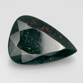 Héliotrope vert tacheté naturelle en forme de poire, 13,03 ct, opaque