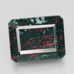 Héliotrope vert naturelle taille émeraude, 9,74 ct, opaque