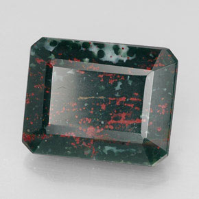 Héliotrope vert naturelle taille émeraude, 9,74 ct, opaque