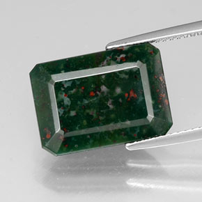 Héliotrope vert naturelle taille émeraude, 8,39 ct, opaque