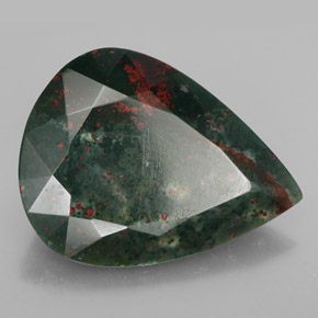 Pierre de sang Vert Tacheté naturelle En forme de poire, 21.53 ct, Opaque