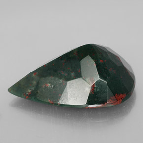 Pierre de sang Vert Tacheté naturelle En forme de poire, 21.53 ct, Opaque