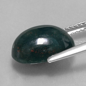 Pierre de sang Vert Tacheté naturelle Coupe ovale, 4.04 ct, Opaque