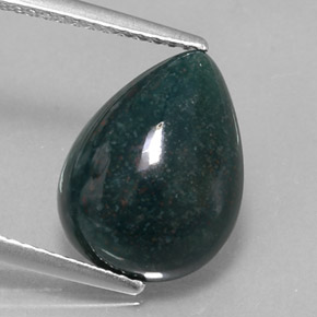 Héliotrope vert naturelle en forme de poire, 5,23 ct, opaque