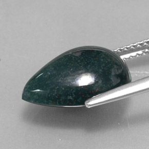 Héliotrope vert naturelle en forme de poire, 5,23 ct, opaque